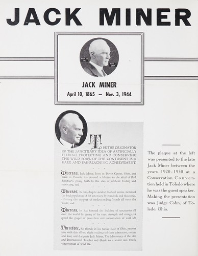 Cover for [A collection of articles by and about Jack Miner.]