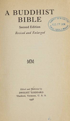 Cover for A Buddhist bible.
