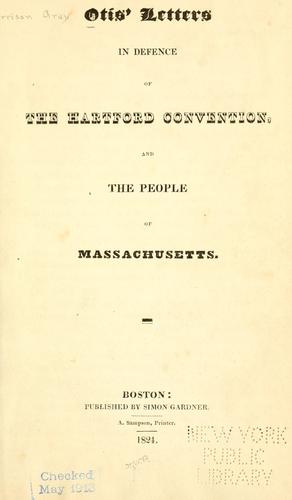 Cover for Letters in defence of the Hartford Convention, and the people of Massachusetts.