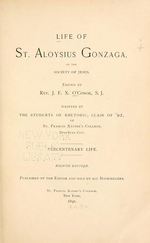 Cover for Life of St. Aloysius Gonzaga, of the Society of Jesus