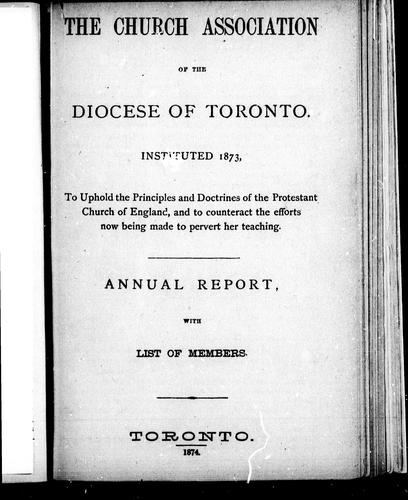 Cover for The Church Association of the Diocese of Toronto