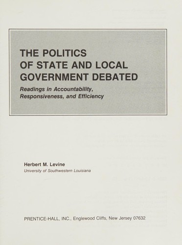 Cover for The Politics of state and local government debated