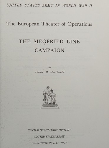 Cover for The Siegfried Line Campaign.
