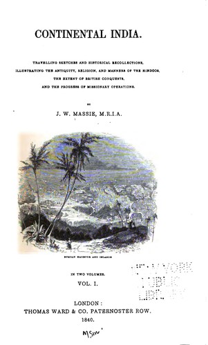 Cover for Continental India: Travelling Sketches and Historical Recollections [1822 ...