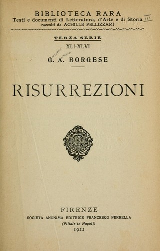 Cover for Risurrezioni