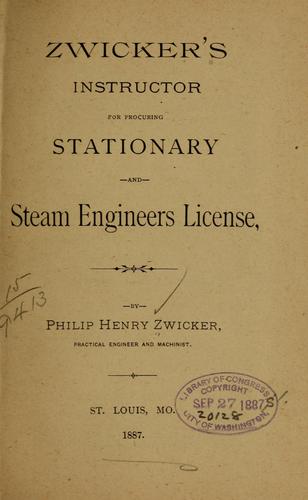 Cover for Zwicker's instructor for procuring stationary and steam engineers license
