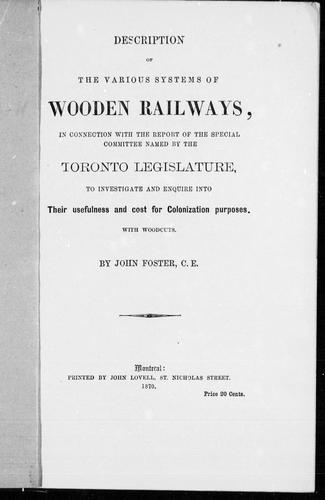 Cover for Description of the various systems of wooden railways