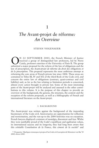 Cover for Reforming the French law of obligations