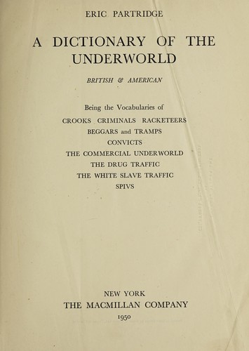 Cover for A dictionary of the underworld