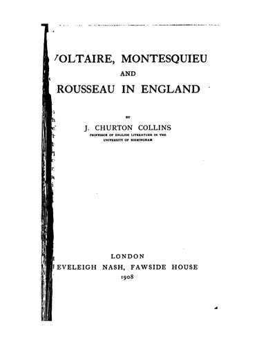 Cover for Voltaire, Montesquieu and Rousseau in England