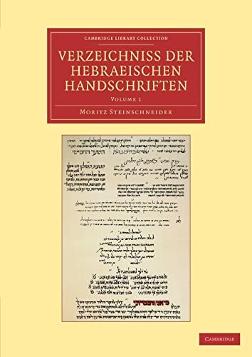 Cover for Verzeichniss der Hebraischen Handschriften