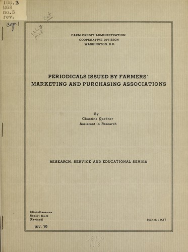 Cover for Periodicals issued by farmers' marketing and purchasing associations