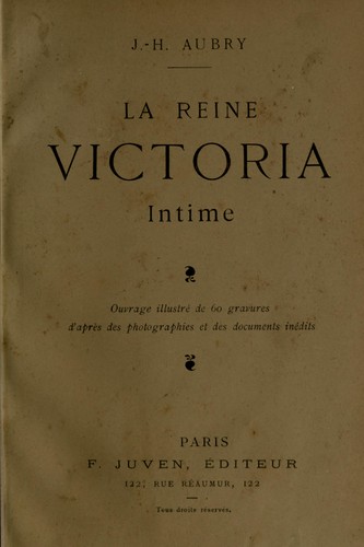 Cover for La reine Victoria intime