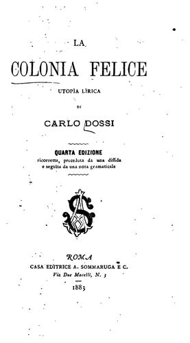 Cover for La colonia felice, utopìa lírica