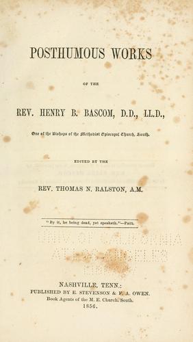 Cover for Posthumous works.