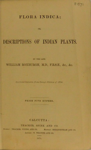 Cover for Flora indica, or, Descriptions of Indian plants