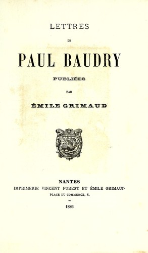 Cover for Lettres de Paul Baudry