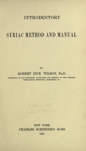 Cover for Introductory Syriac method and manual