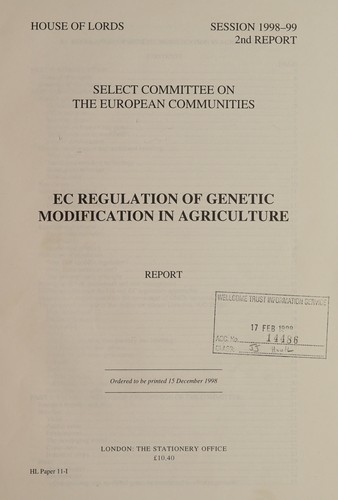 Cover for Select Committee on the European Communities 2nd Report, Ec Regulation of Genet (House of Lords Papers 11-I Session 1998-99)