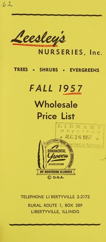 Cover for Fall 1957 wholesale price list