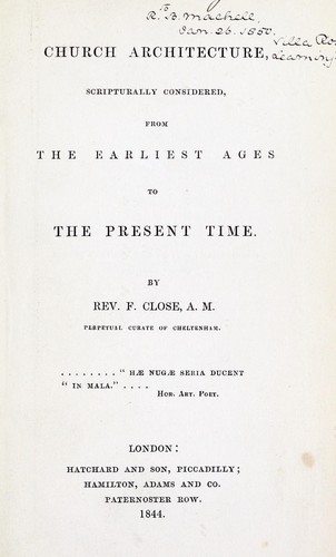Cover for Church architecture