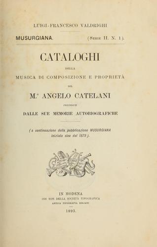 Cover for Cataloghi della musica di composizione e proprietà del M.°