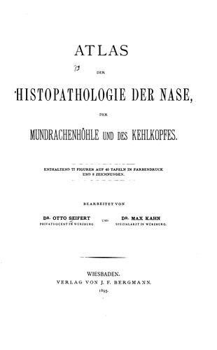 Cover for Atlas der Histopathologie der Nase, der Mundrachenhohle und des Kehlkopres
