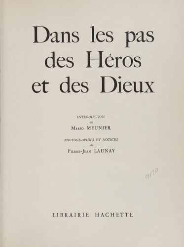 Cover for Dans les pas des Heros et des Dieux