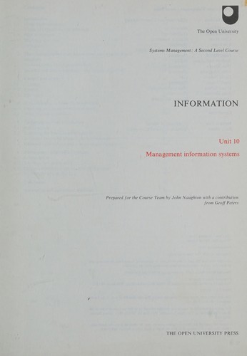 Cover for Information, management information systems