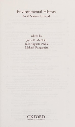 Cover for Environmental history