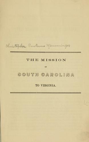 Cover for mission of South Carolina to Virginia.
