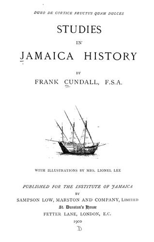 Cover for Studies in Jamaica history