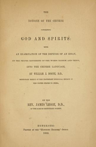 Cover for The notions of the Chinese concerning God and spirits