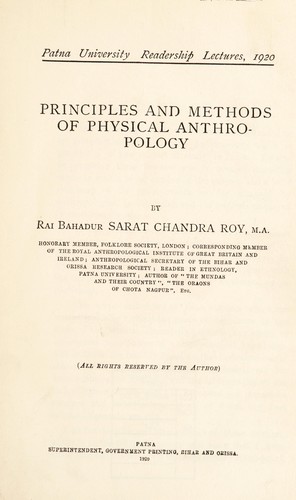 Cover for Principles and methods of physical anthropology
