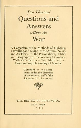 Cover for Two thousand questions and answers about the war