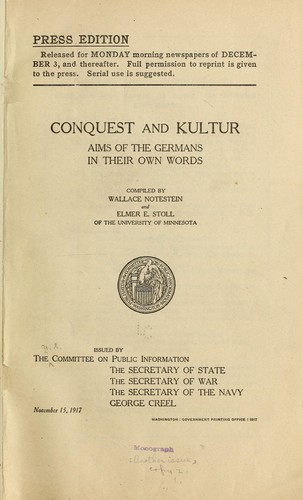 Cover for Conquest and kultur