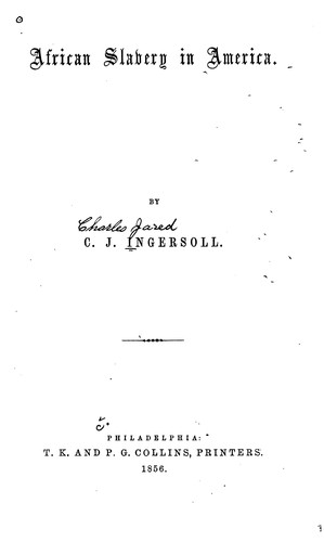 Cover for African slavery in America.