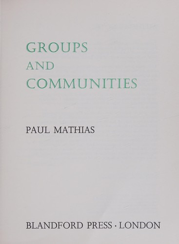 Cover for Groups and communities