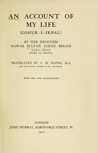 Cover for An account of my life (Gohur-i-ikbal)