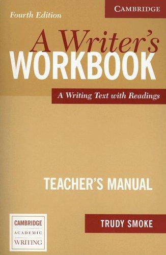 Cover for A Writer's Workbook Teacher's Manual