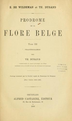 Cover for Prodrome de la flore belge