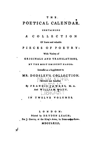 Cover for The poetical calendar