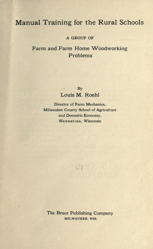 Cover for Manual training for the rural schools