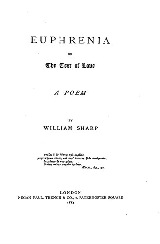 Cover for Euphrenia, Or, The Test of Love: A Poem