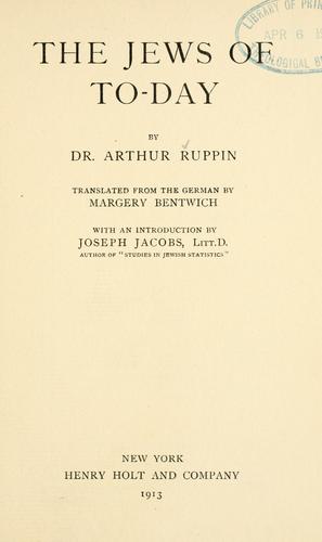 Cover for The Jews of to-day