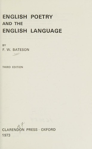 Cover for English poetry and the English language