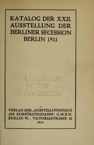 Cover for Katalog der ... Ausstellung der Berliner Secession