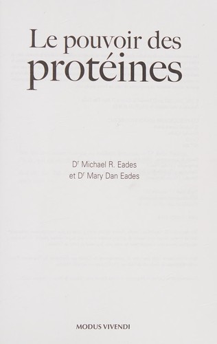 Cover for Le pouvoir des protéines