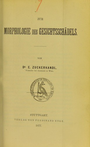 Cover for Zur Morphologie des Gesichtsschädels