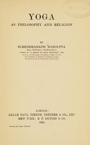 Cover for Yoga as philosophy and religion.